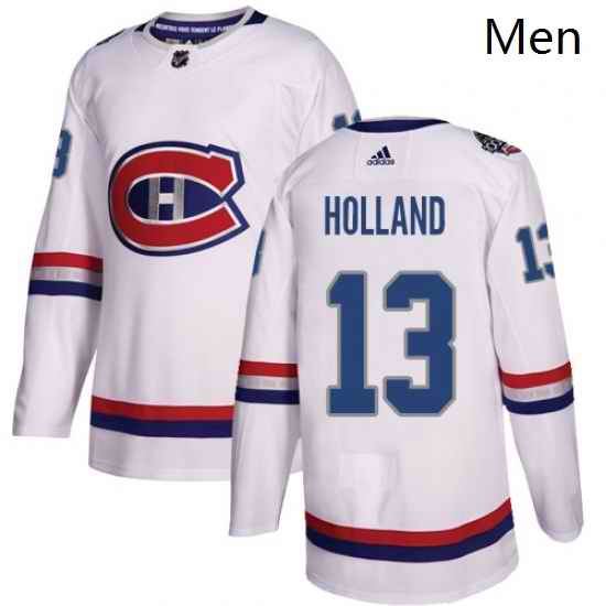 Mens Adidas Montreal Canadiens 13 Peter Holland Authentic White 2017 100 Classic NHL Jersey